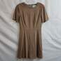 Light brown faux suede fit and flare short sleeve dress 4 image number 1