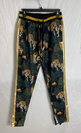 Victorious Mens Multicolor Tiger Print Ankle Zip Skinny Leg Sweatpants Size M