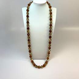Designer Joan Rivers Gold-Tone Topaz Amber Glass Lobster Clasp Beaded Necklace