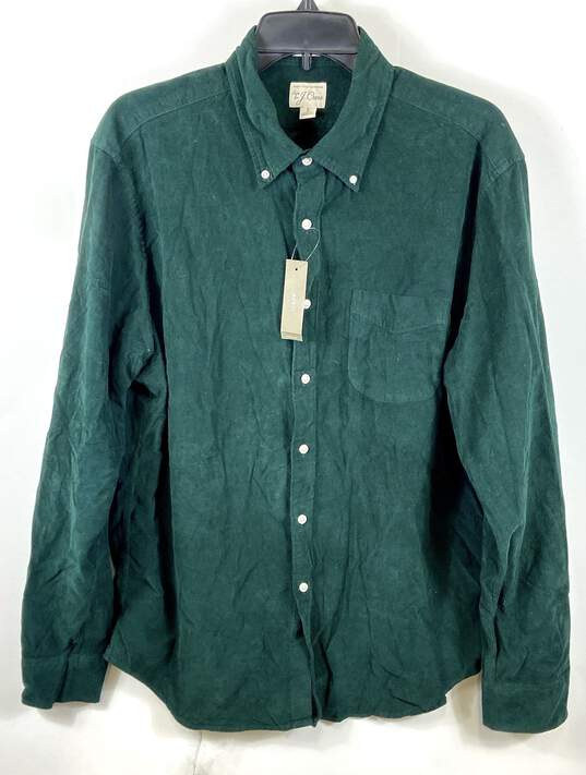 NWT J.Crew Mens Green Corduroy Pocket Long Sleeve Button-Up Shirt Size Large image number 1