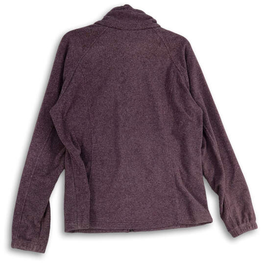 Womens Purple Fleece Mock Neck Long Sleeve Full-Zip Jacket Size XL image number 2