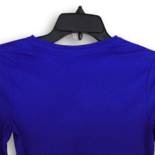NWT Womens Blue Ombre Long Sleeve Crew Neck Pullover T-Shirt Size Small image number 4