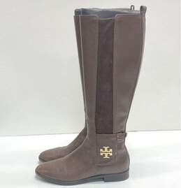 Tory Burch Leather Wyatt Riding Boots Chocolate Brown 8 alternative image