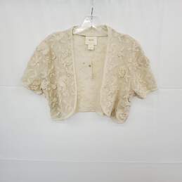 Maeve Ivory Cotton Open Knit Floral Embroidered Bolero WM Size OS NWT