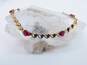 10K Yellow Gold Faceted Ruby Hearts Linked Chain Bracelet 3.0g image number 1