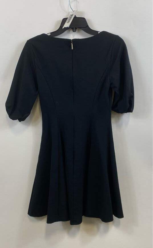 Kate Spade Womens Black Short Sleeve Scoop Neck Back Zip Mini Dress Size X-Small image number 2