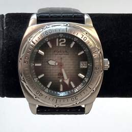 Designer Fossil AM-3676 Black Leather Strap Analog Dial Quartz Wristwatch