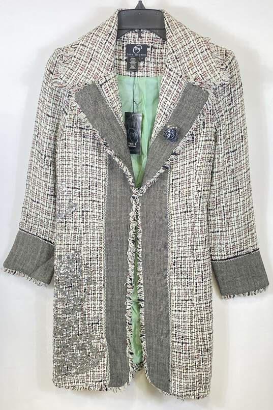 NWT True Meaning Womens Multicolor Sequin Knit Long Sleeve Overcoat Jacket Sz 0 image number 1