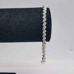 HOU Silver Tone Diamond Bracelet 12.7g