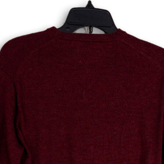 Mens Red Knitted Long Sleeve Crew Neck Stretch Pullover Sweater Size Small image number 4