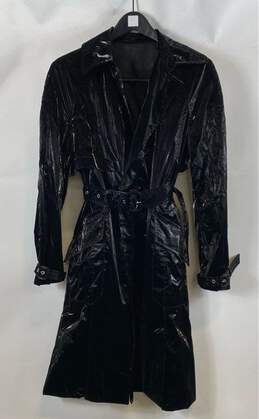 Dior Women's Black Shiny Faux Leather Trench Coat- L