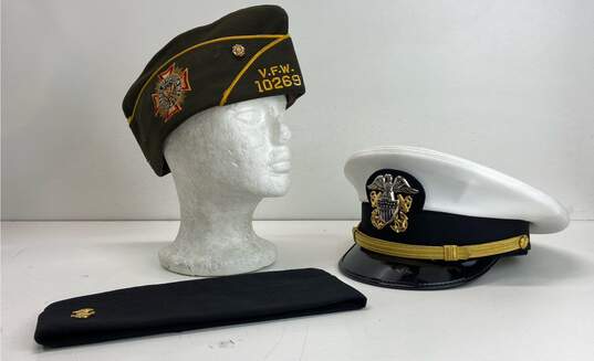 Lot of 3 Military Hats Multicolor image number 1