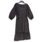 NWT Womens Black Balloon Sleeve Flounce Hem Midi A-Line Dress Size L image number 2