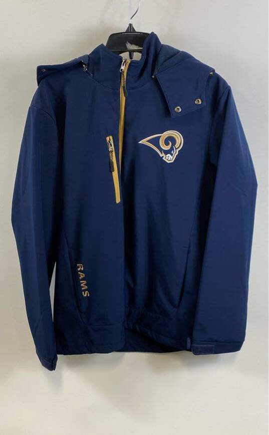 NFL Mens Blue Los Angeles Rams Football Full-Zip Windbreaker Jacket Size Large image number 1