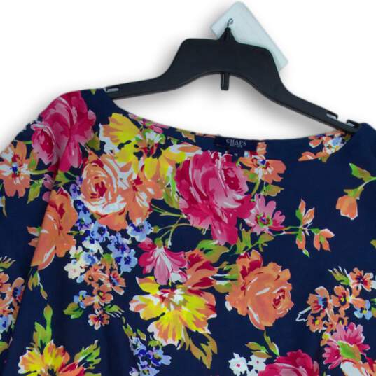NWT Chaps Womens Multicolor Floral 3/4 Sleeve Pullover Blouse Top Size 1X image number 3