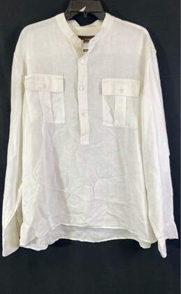 Michael Kors Womens White Pockets Long Sleeve Classic Fit Shirt Size X Large