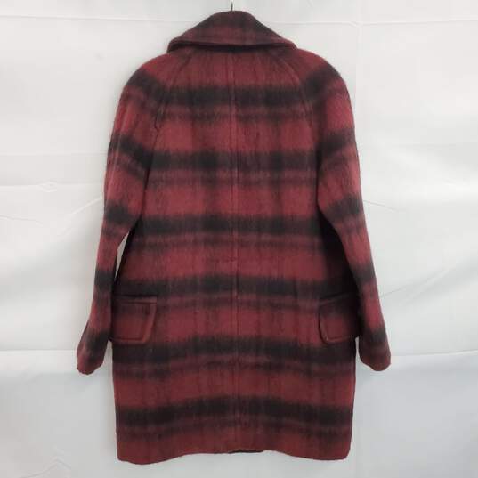 AUTHENTICATED WMNS COACH NEW YORK DARK CRANBERRY PLAID LONG PEACOAT SZ XS NWT image number 3