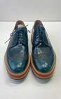 Paul Smith Leather Grand Stripe Platform Wingtip Shoes Green 9 image number 2