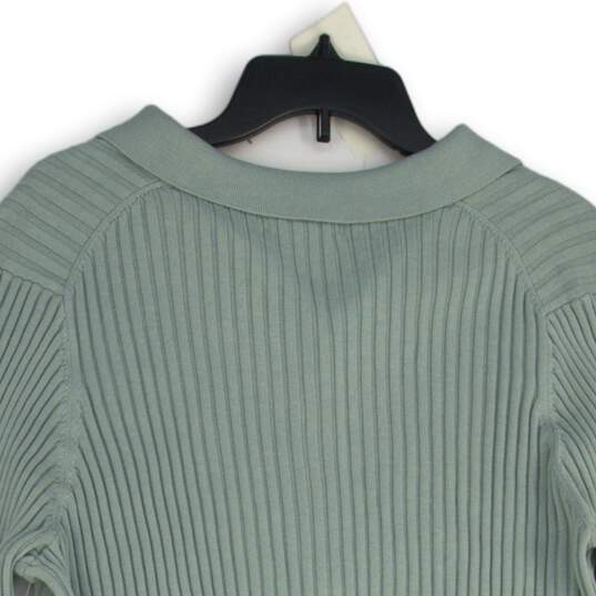 NWT Athleta Womens Sweet Bay Green Collared Long Sleeve Henley Sweater Size 1X image number 4