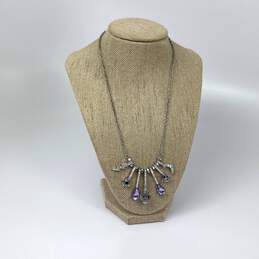 Designer Betsey Johnson Silver-Tone Multi Crystal Charm Pendant Necklace