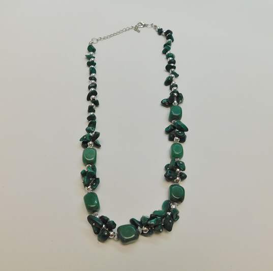 Artisan Silvertone Kyanite & Lapis Heart Pendants & Aventurine & Eilat Beaded Necklaces Moonstone Pearl Amethyst & Fluorite Bracelets 170.4g image number 5