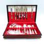 1847 Rogers Bros Flair Silverplate 57 Piece Flatware Set w/ Wood Case image number 1