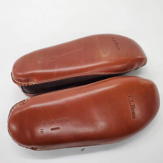 L.L. Bean Men's Bison Brown Leather Shearling Double Sole Slippers Size 8 image number 4