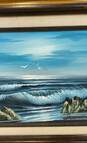Blue Sea Oil on canvas by Longstreet Signed. Matted & Framed image number 4