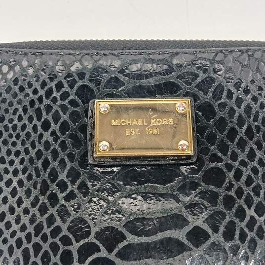 Michael Kors Black Shiny Snakeskin Pattern Wallet image number 4