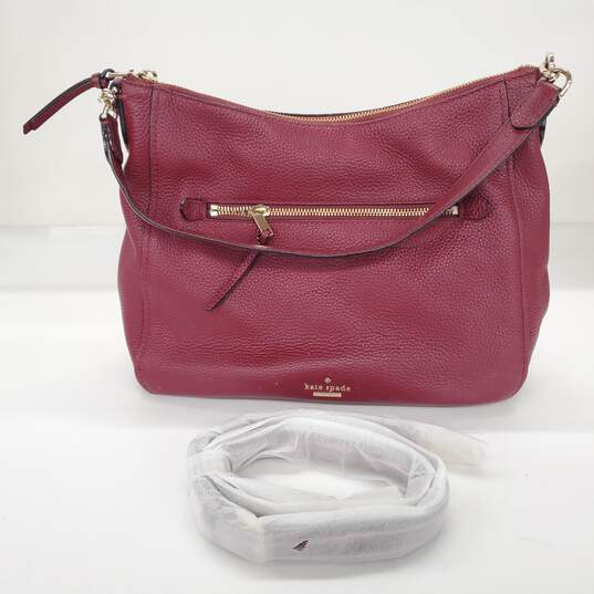 Kate Spade Burgundy Pebble Leather Crossbody Shoulder Bag image number 1