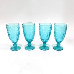 The Pioneer Woman Amelia Blue Teal Glass Goblets Set of 4