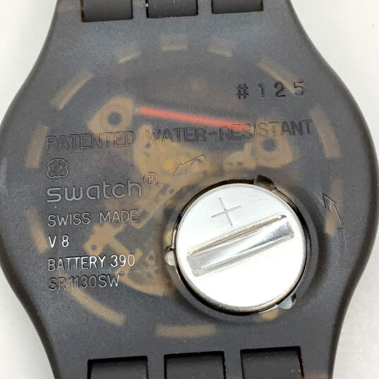 Designer Swatch Black Adjustable Strap Round Dial Analog Wristwatch w/ Box image number 5