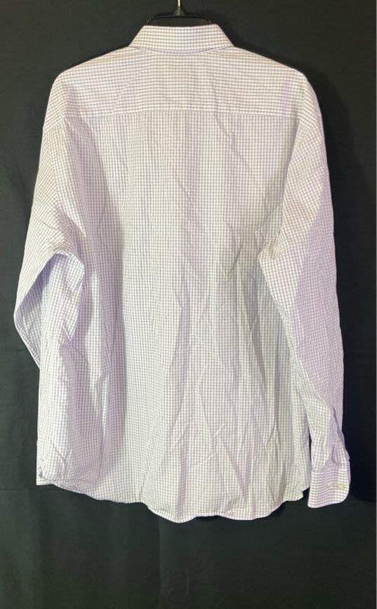 Armani Collezioni Mens White Purple Modern Fit Long Sleeve Button-Up Shirt Sz XL image number 2