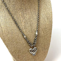 Designer Brighton Silver-Tone Link Chain Blair Heart Shape Pendant Necklace