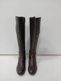 Ivanka Trump Brown Itorabell Knee High Buckle Accent Fashion Boots Women's 7M