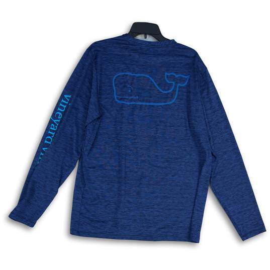 Vineyard Vines Mens Blue Heather Crew Neck Long Sleeve Pullover T-Shirt Size M image number 2