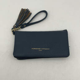 Womens Blue Leather Tassel Outer Pocket Built In Charger Wristlet Wallet alternative image