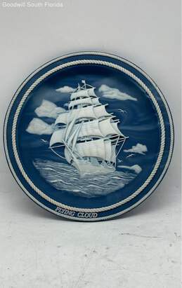 Flying Ship Collector Plate Blue #3158A