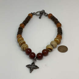 Designer Lucky Brand Silver-Tone Multicolor Wood Beads Pendant Necklace alternative image