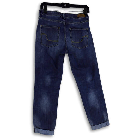 Womens Blue Denim Medium Wash Pockets Stretch Slim Cuff Ankle Jeans Size 4 image number 2