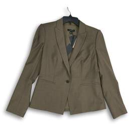 NWT Ann Taylor Womens Brown Peak Collar Long Sleeve One-Button Blazer Size 8