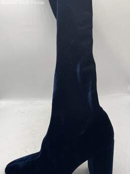 Zara Basic Womens Dark Blue Velvet Black Heel Knee High Zipper Tall Boots Sz 41