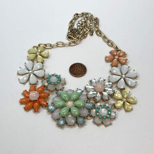 Designer Joan Rivers Gold-Tone Flower Crystal Cut Stone Statement Necklace image number 3
