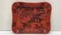 Vintage Oriental Faux Cinnabar 14 x 12 Decorative Carved Red Tray image number 1