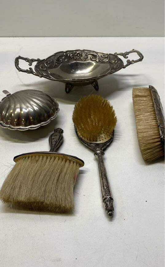 Silver Plate Brushes Trinket /Candy Bowls Lot of 5 Vanity Table Top Home Décor image number 1