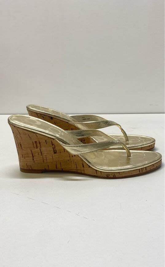 Coach Gold Thong Wedge Sandal Women 9.5 image number 1