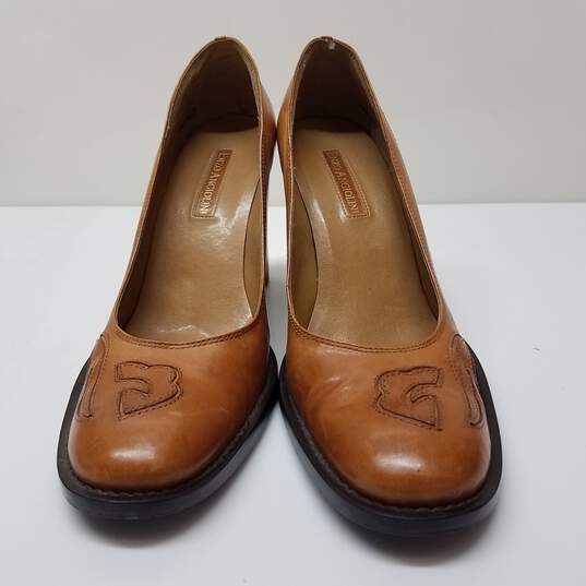 Enzo Angiolini Brown Leather Patch Stitch Western Heels Size 9.5 image number 2