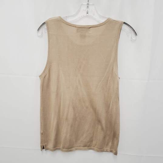 August Silk Knit WM's Beige 100% Silk Ribbed knit Tank Top Size L image number 2