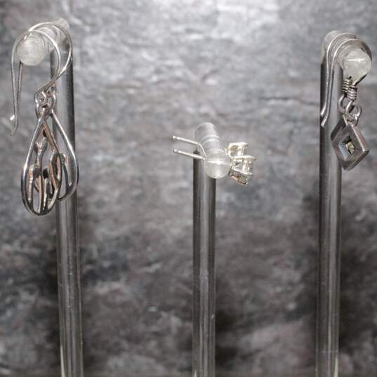 3 Pairs of Sleek Sterling Silver Earrings 5.1g image number 4
