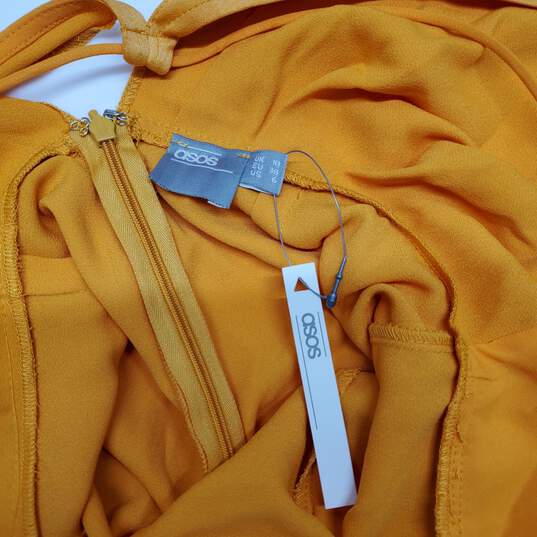 ASOS Design Mustard Orange Midi Dress with Split Women's Size 6 image number 3